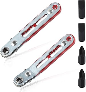 LEONTOOL 2Pcs Mini Ratchet Wrench Screwdriver Set 1/4 Inch Hex Screwdriver Bit Drive Ratchet Wrench Elbow Head & Flat Head Reversible Drive Handle with Flat Head and Phillips Head Screwdriver Bit