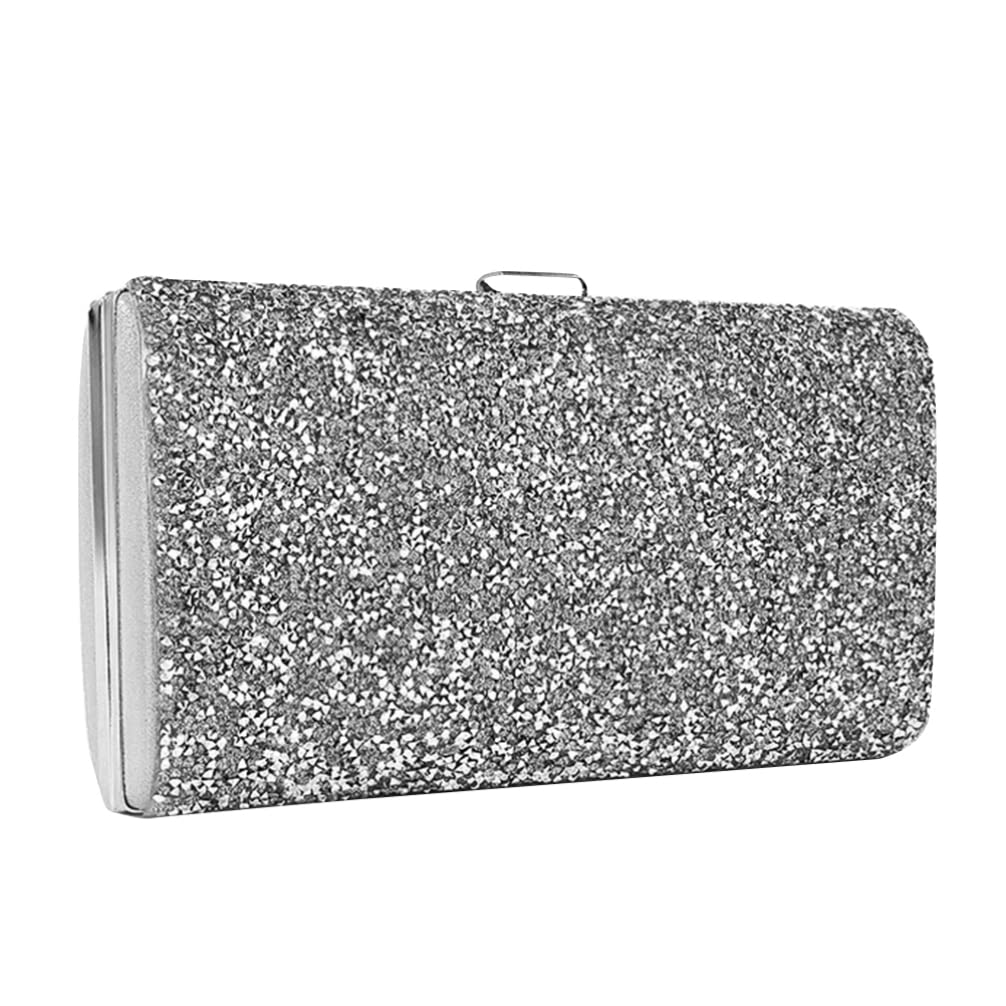 GALPADA Bolso de Noche de Imitación de Rianas Glitter Mutch Rhinestone Bolsas de Fiesta para La Fiesta para La Fiesta de Bodas Silver
