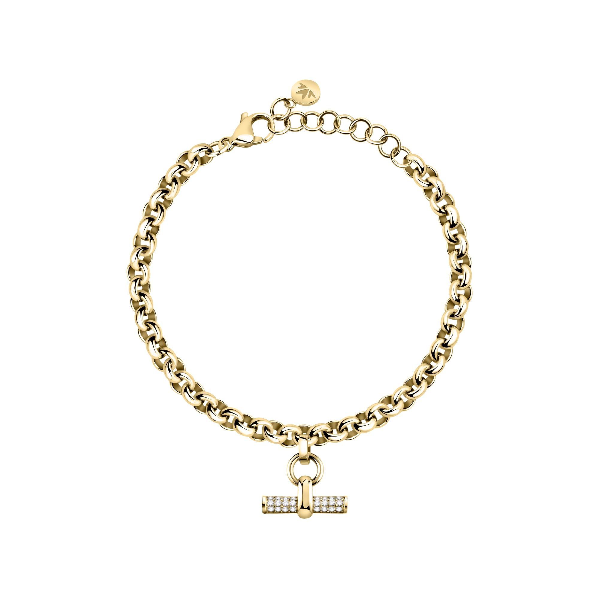 Morellato Bracciale Donna Collezione Abbraccio – SAUC06 In Bronzo E Acciaio Con Cristallo, Lunghezza 19cm, Chiusura Moschettone