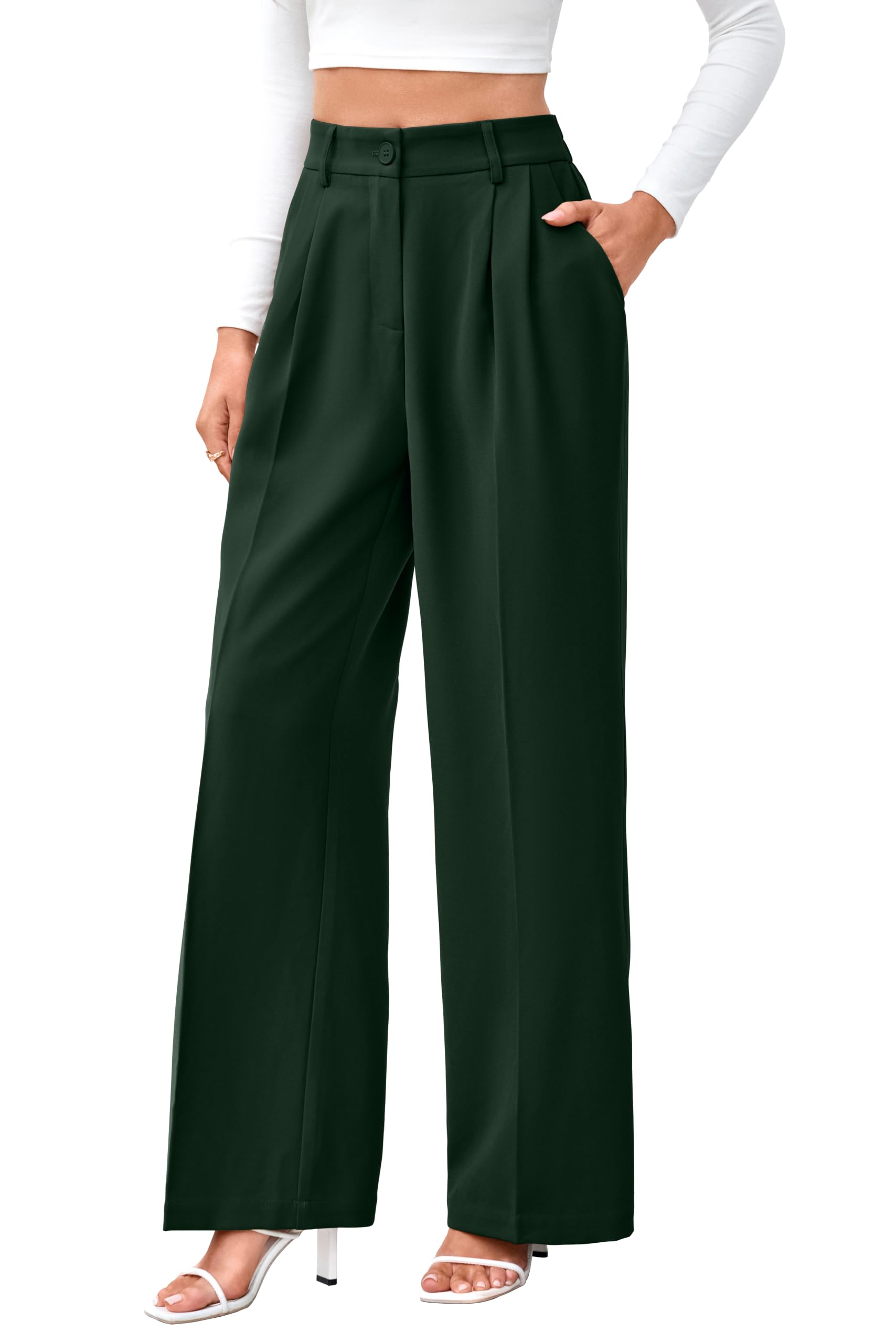 FUNYYZO Wide Leg Dress Pants for Women Work Slacks Business Casual Outfits