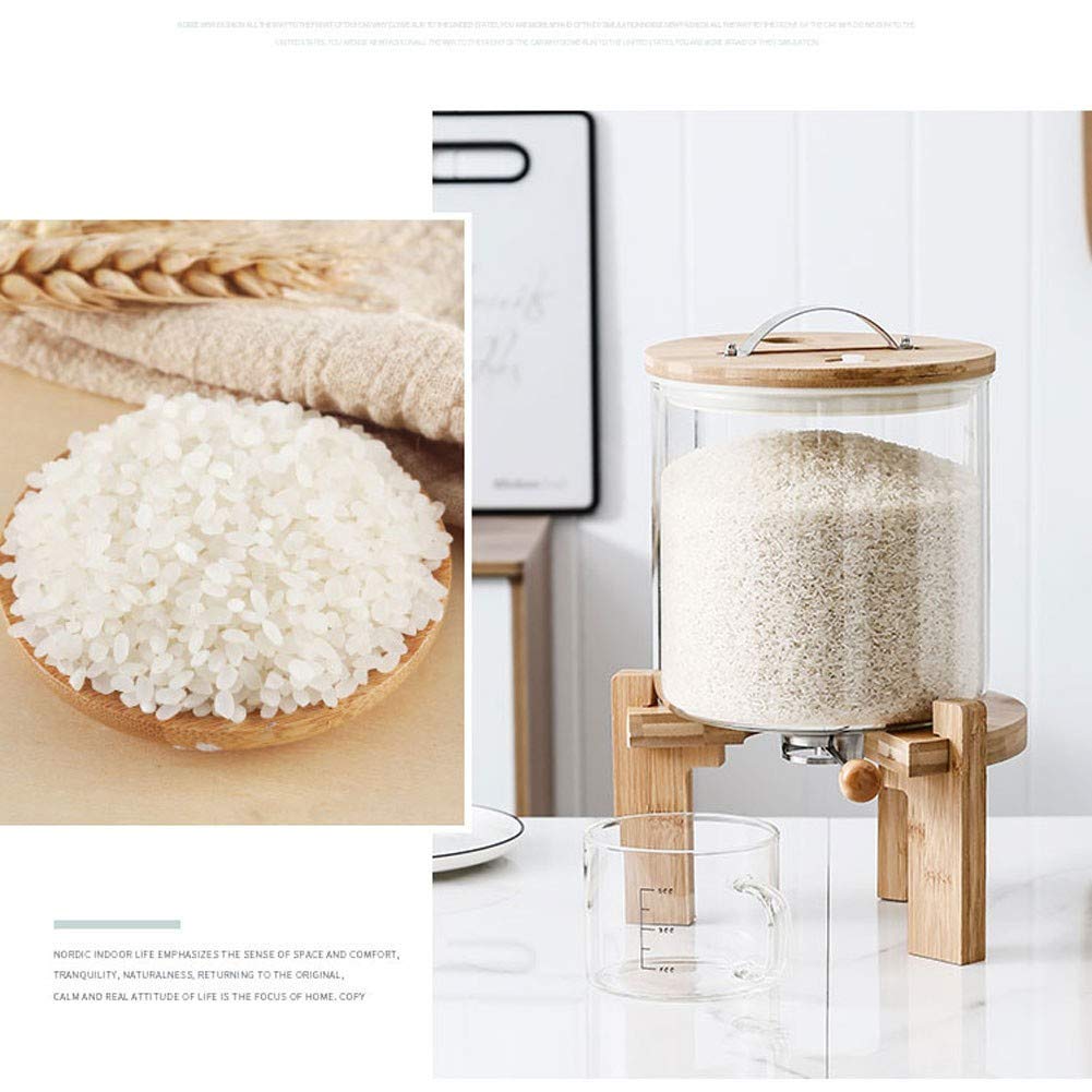 Vorratsdosen Glas Luftdicht 5L, Vorratsbehälter Set Küche, Müslispender, Behälter für Müsli Cornflakes Spender mit Deckel, Frischhaltedosen mit Holzständer