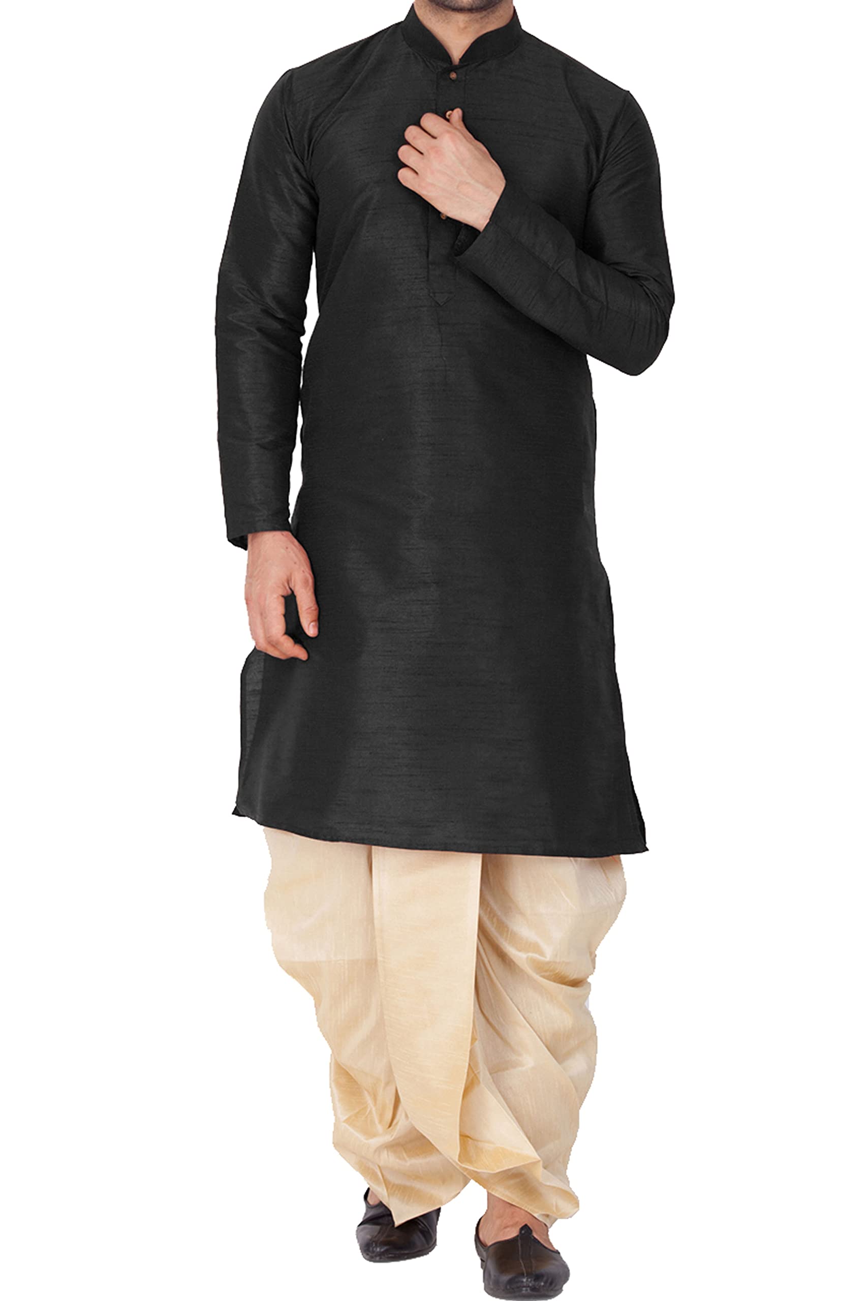 Men's Brown Silk Blend Kurta and Gold Dhoti Pant Set – Traditional Ethnic Wear for Weddings, Festivals & Celebrations