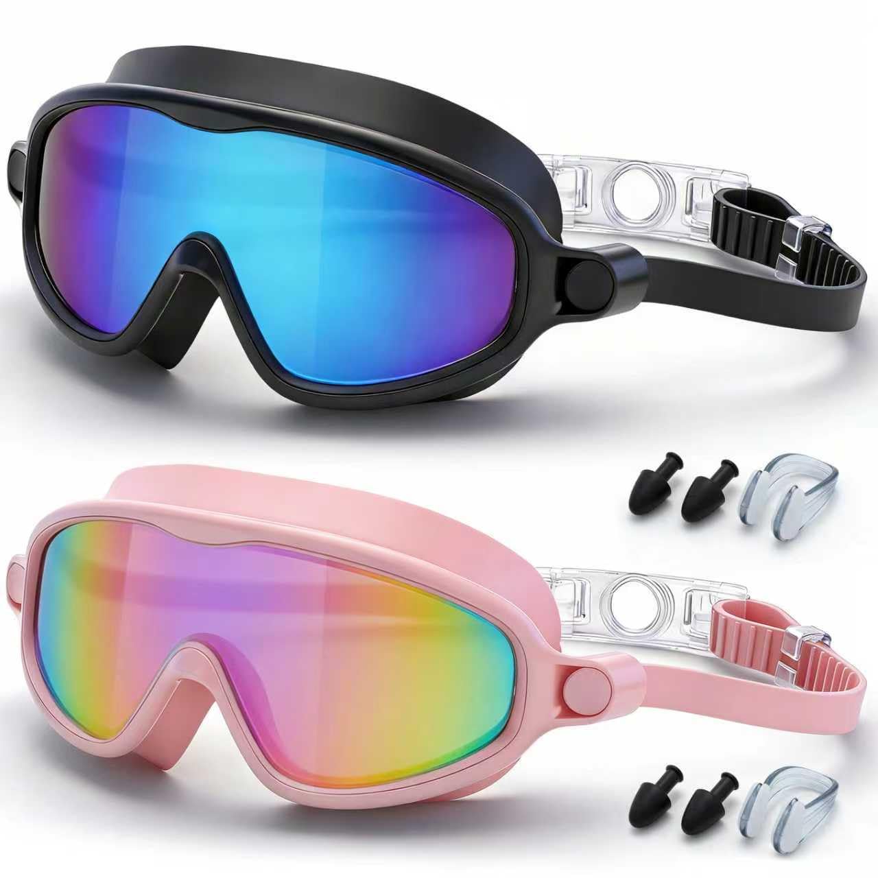 Swim Goggles Kids 2 Pack,Anti-Fog No Leak UV400 Wide View Youth Swimming Goggles for Boys Girls Ages 3–15 2001