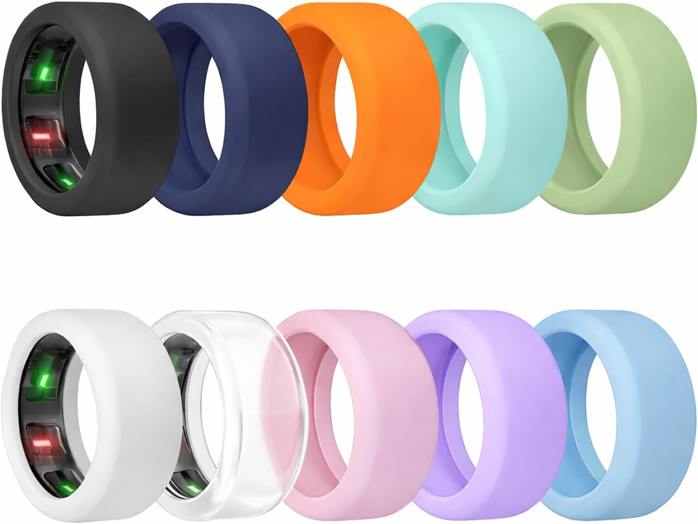 10 Pack Ring Cover Compatible with Oura Ring Gen 4/4 Ceramic, Gen 3, Anti-Scratch Elastic Silicone Protector Case for Men Women Working Out Gym,Sizes M(10,11,12,13), Multicolor