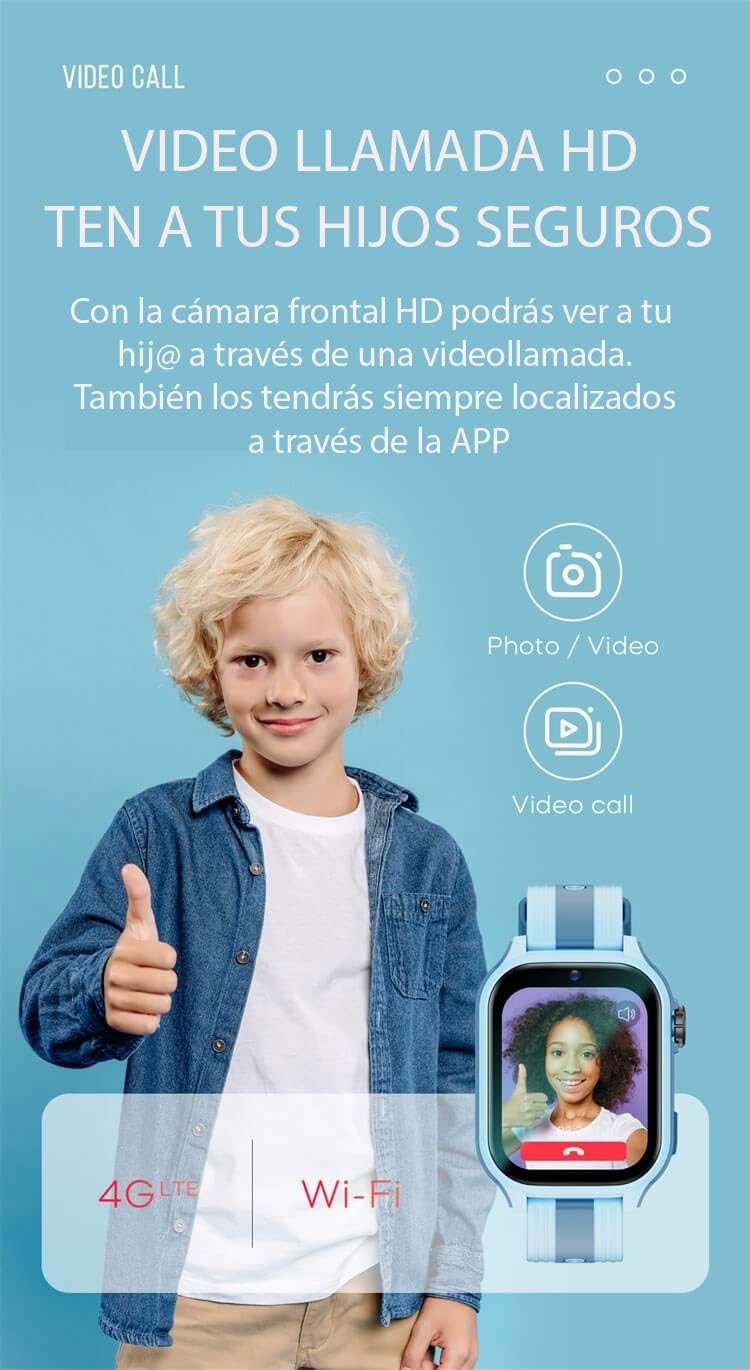 Genérico Orologio intelligente SIM per bambini con schermo tattile, cinturino regolabile, disponibile in rosa e blu (blu)