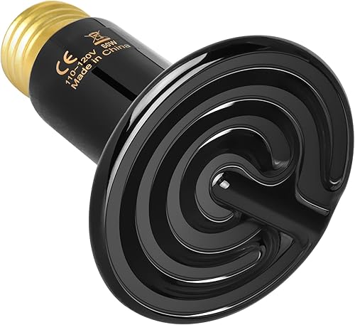 Simple Deluxe Emisor de calor de cerámica, bombilla de calor de reptil, 60 W, paquete de 2, sin emisión de luz, calentador de gallinero para