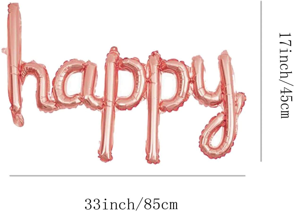 Happy Birthday Balloons Banner,16 Inch Mylar Foil Letters Balloons?Birthday Party Banner For Kids And Boy And Girl Adults?Reusable Ecofriendly Material for Birthday Party Decorations (Rose Gold)