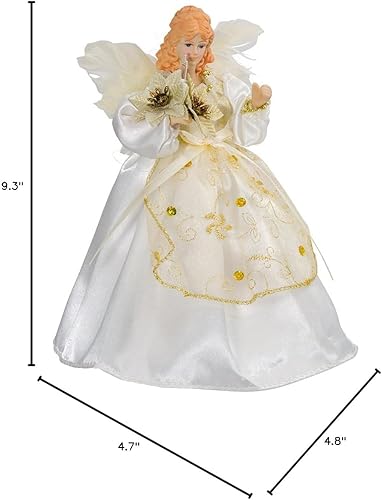 Miniatura 3 de Kurt S. Adler Kurt Adler - Árbol de ángel color marfil y dorado (10 luces, 9 pulgadas)