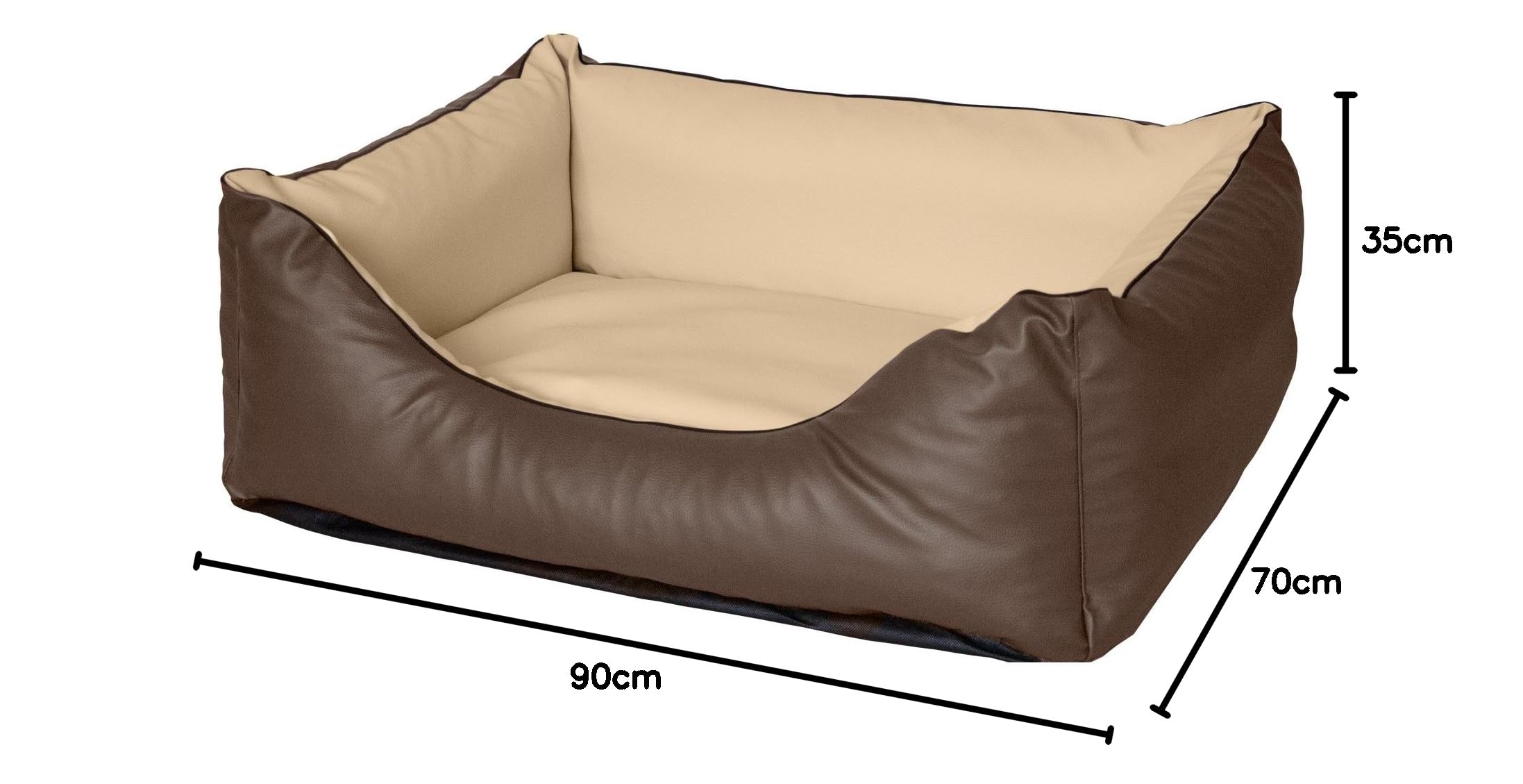 Cama para perros CopcoPet Rocco 2 en 1, impermeable y de piel sintética, con colchón de plástico para perros con espuma de copos o espuma viscoelástica ortopédica