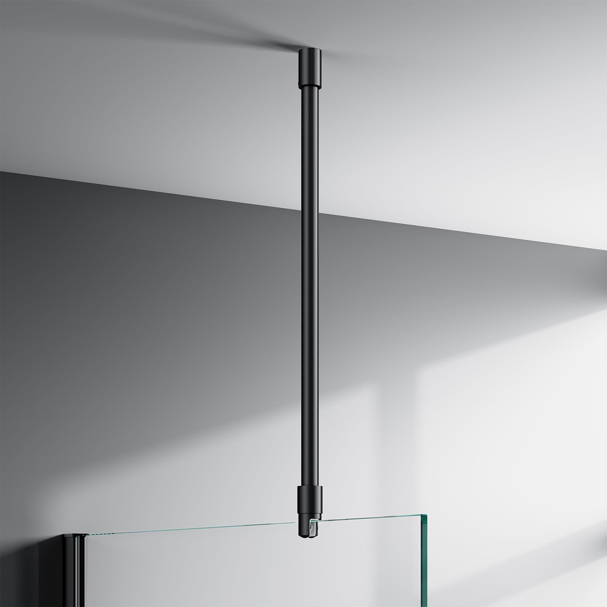 Barra estabilizadora de techo para mampara de ducha, para vidrio de 6-10 mm, longitud 564 mm, acero inoxidable 304, negro mate
