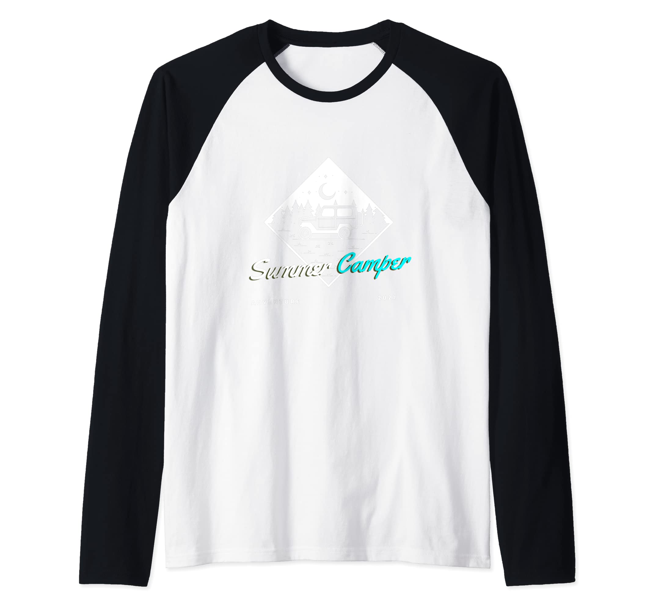 Hiking Camping Graphic Tee Summer Camper hippie Vibes Raglan Baseball Tee