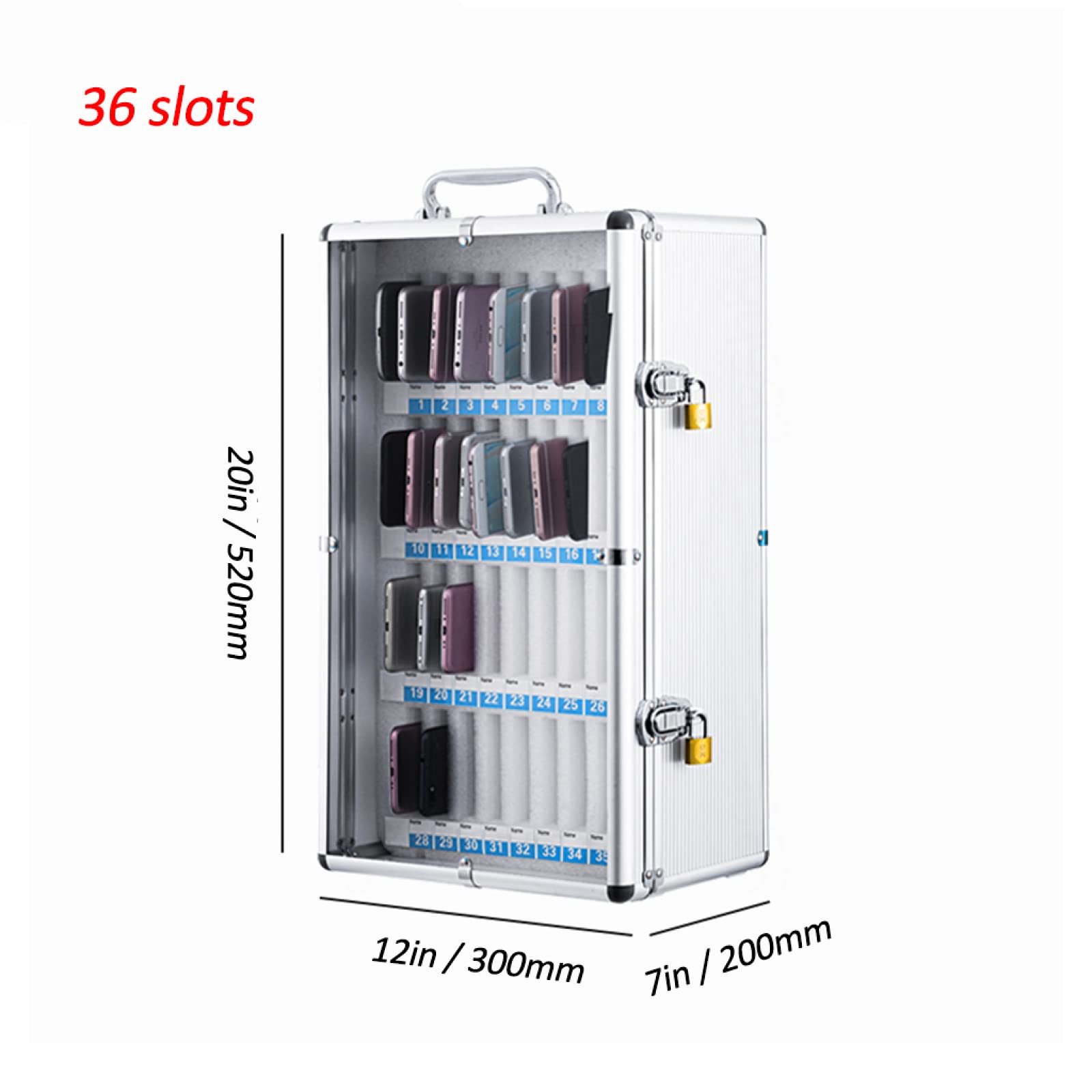 Caja Transparente Para Guardar El Teléfono Con Asa 12/24/36 Ranuras Para Escritorio Soporte Portátil Para Teléfono Móvil Solución De Almacenamiento Segura Para La Oficina Ideal Para El Hogar