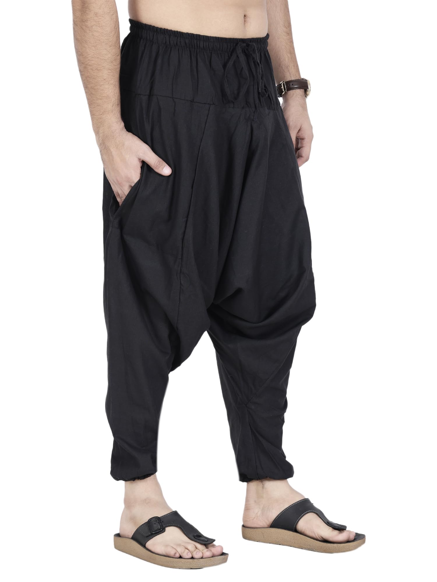 cigain Men's and Boy's Cotton Harem Yoga Baggy Genie Boho Trouser Pants with Pockets (25 Inches Waist, Length : 35 Inches)-picture-53