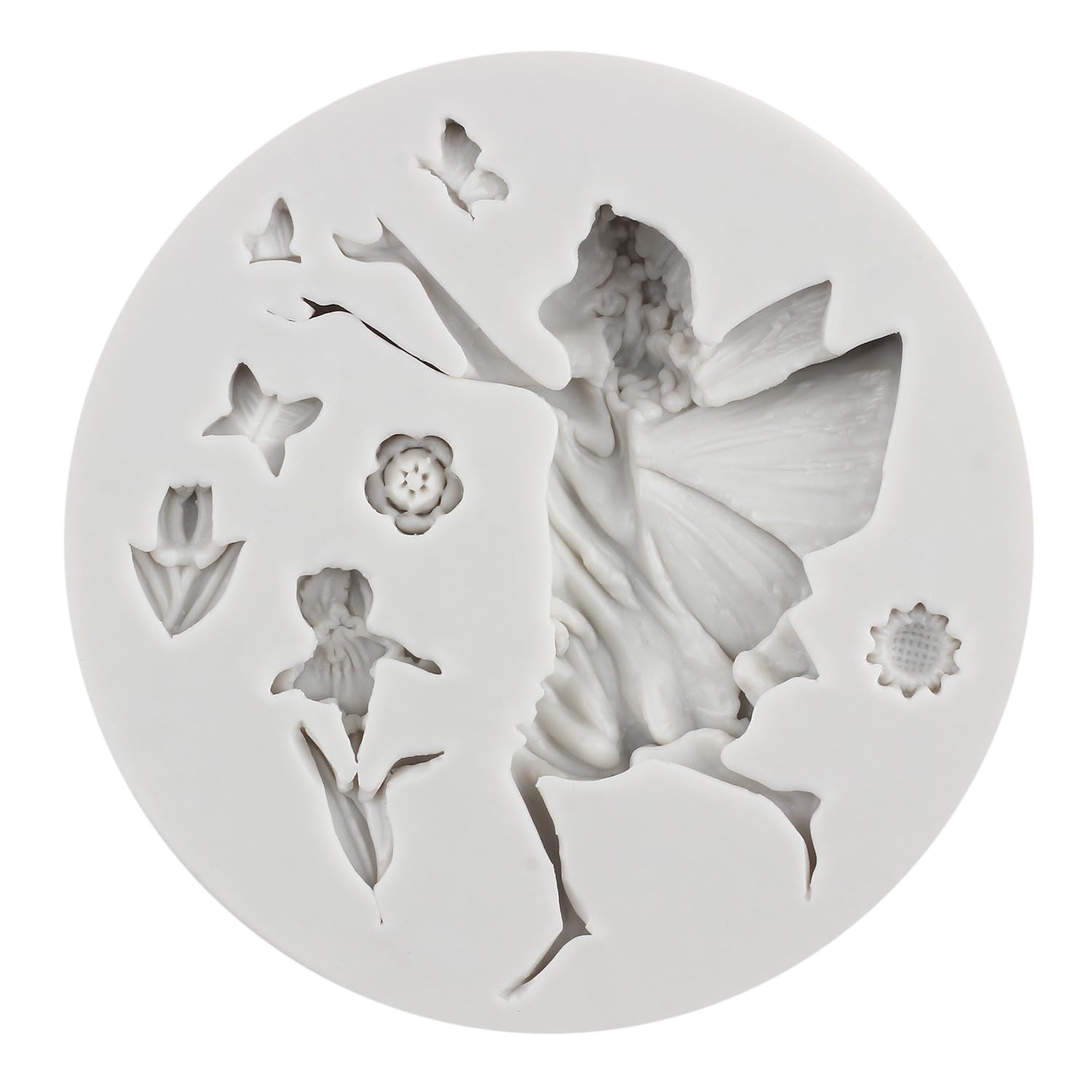 RFGHAC Set di 4 stampi in silicone a forma di angelo, per decorare torte, cupcake, caramelle, cioccolato, pasta di gomma