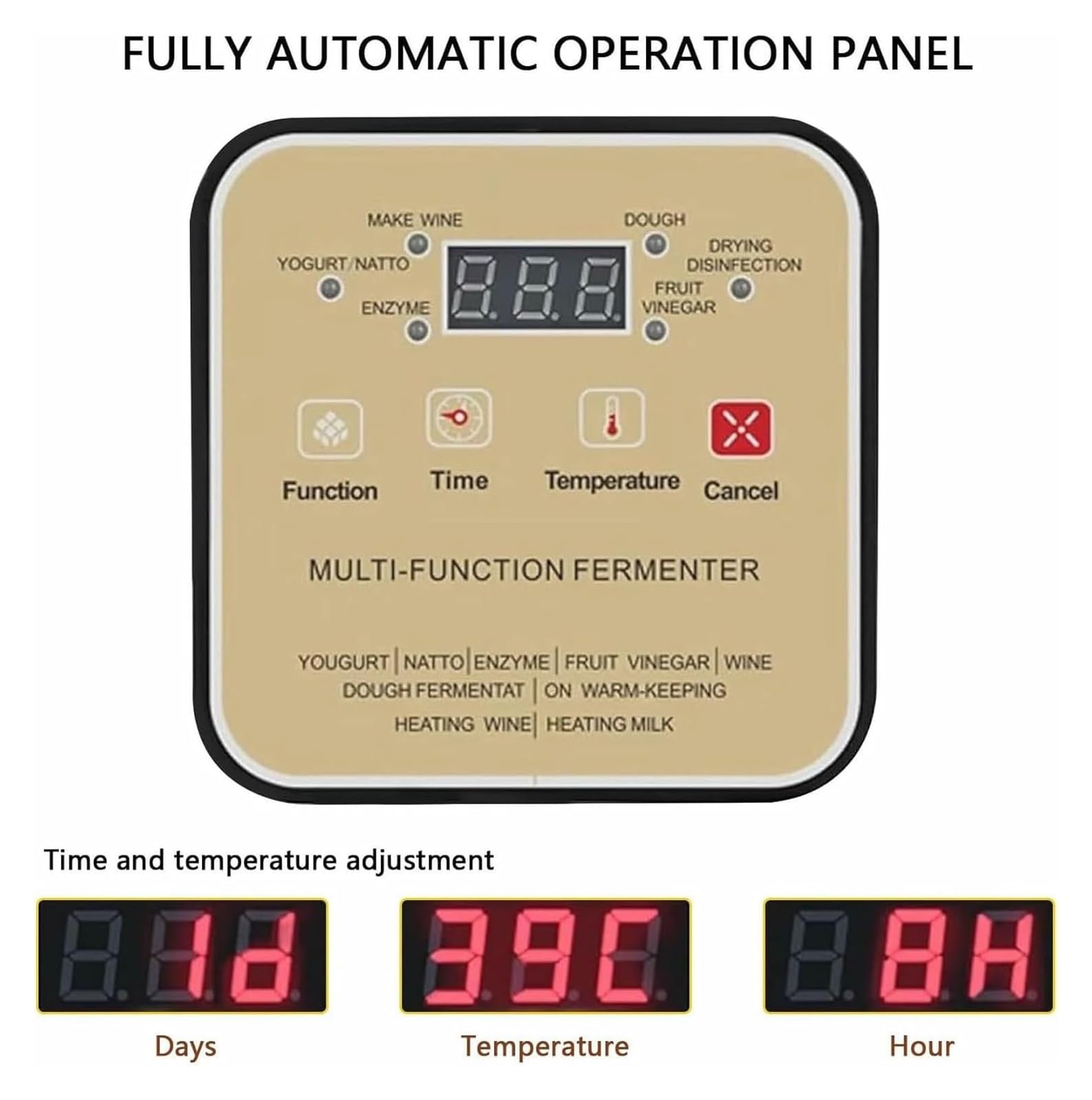 Macchina di fermentazione automatica in acciaio inossidabile da 12 litri for yogurt, enzimi, pasta e aceto di frutta con controllo intelligente del tempo e della temperatura