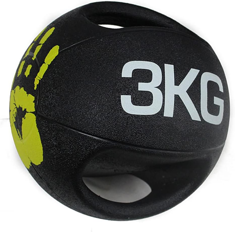 Professional 3KG-10KG Double Handle Grip Medicine Ball - for Weights Training MMA Boxing Exercise Fitness (J 3KG)