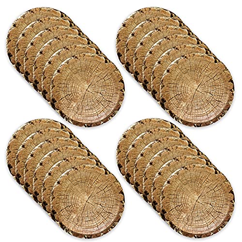 Havercamp Cut Timber 7" Party Plates (24 pack)! 24 Round Dessert Plates. Cut Timber Party Collection.
