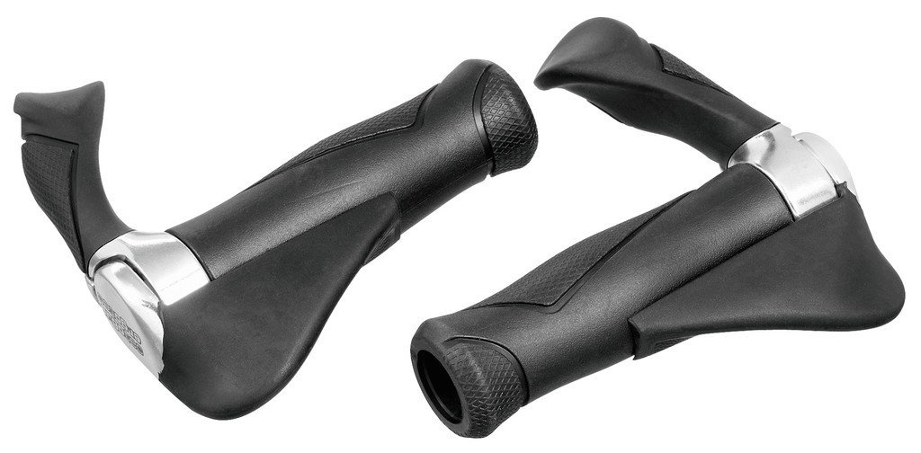 Ergotec AKSB 10 Multi-Flex Lenkergriffe (MTB), Variant:schwarz/Silber (130/87 mm)
