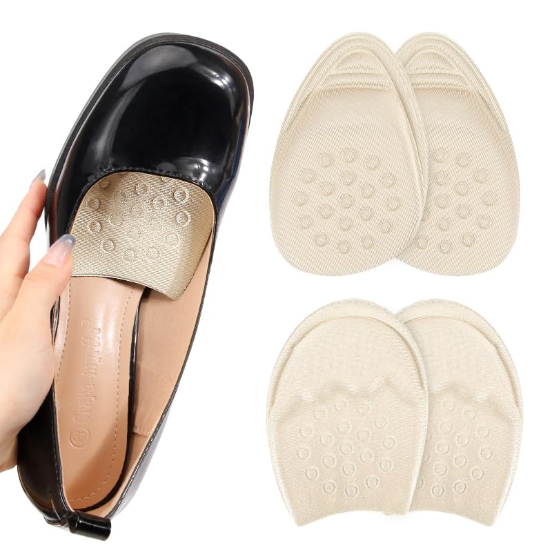 Image of Insert Shoes for Women - 2 Pairs Cushions for Ball of Foot & Heel Inserts- Non-Slip Beige Inserts for Pain Relief - Ideal for Sneakers, Work Shoes, Flats & High Heels