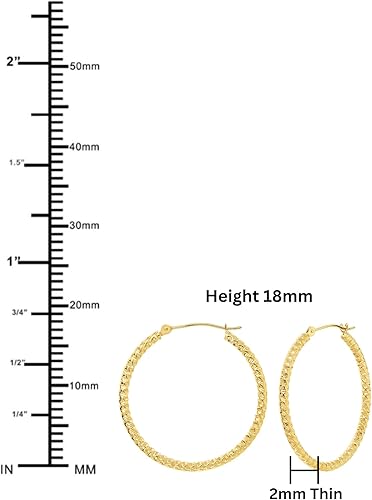 Miniatura 4 de Pendientes de aro redondos texturizados en espiral de oro amarillo de 14 quilates, 0.079 in de grosor