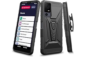 Lively Jutterbug Smartphone Case for Smart4/Smart 4/TCL 40XL/40T with Glass Screen Protector & Kickstand-Black