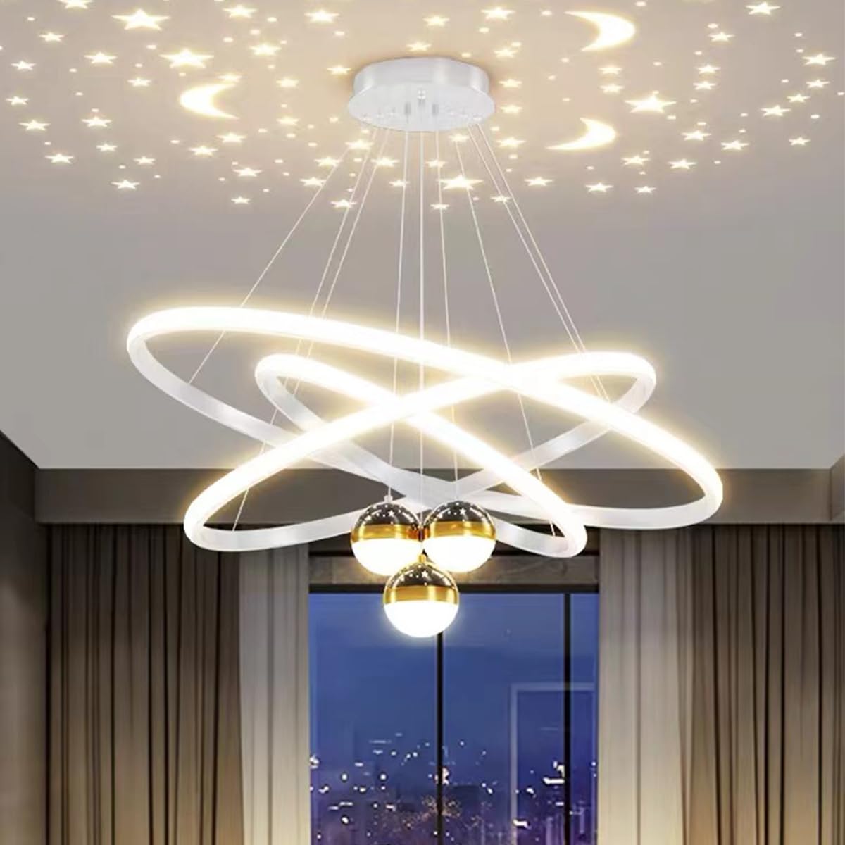 LED Pendant Lamp Dining Table Pendant Lamp Dimmable Creative with Remote Control Pendant Lamp Modern Chandelier for Dining Room Office Kitchens LED Living Room Ceiling Lights (White, L30+40+60cm)