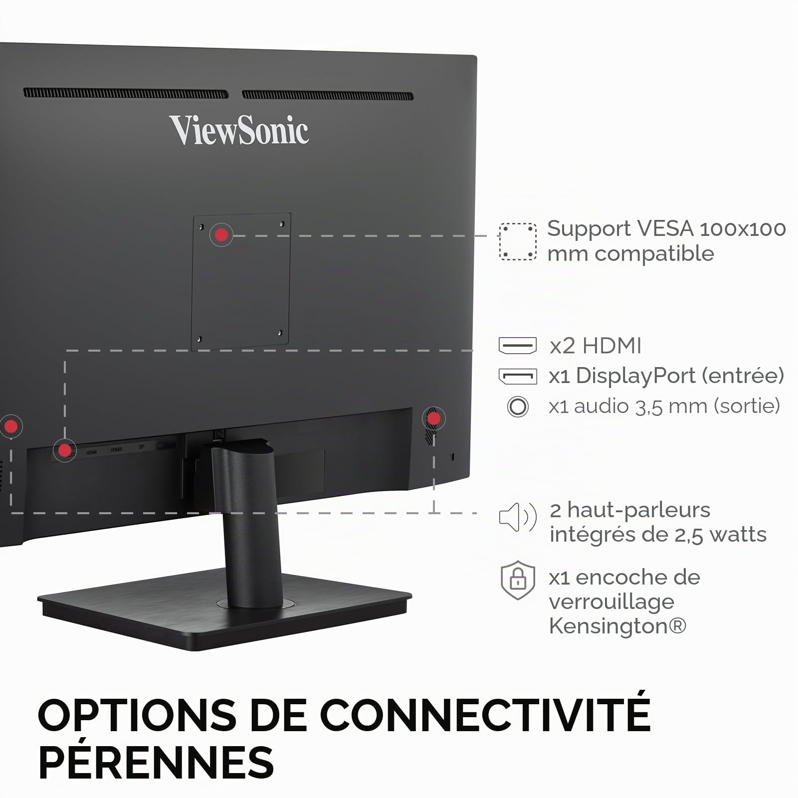 ViewSonic VS3225-2K Écran PC 32 Pouces QHD (2560p x 1440p), Panneau IPS, 75 Hz, 4 ms GTG, HDR10, HDMI, DP, sans Cadre, Garantie 2 Ans