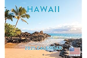 Hawaii Calendar 2025 Hawaiian Tropical Beach Maui Kauai Monthly Wall Calender