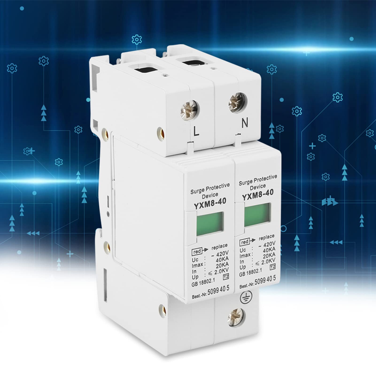 Scaricatore a Bassa Tensione, 1 Pz 220V 2P 40KA Dispositivo di Protezione Contro le Sovratensioni Domestiche a Bassa Tensione
