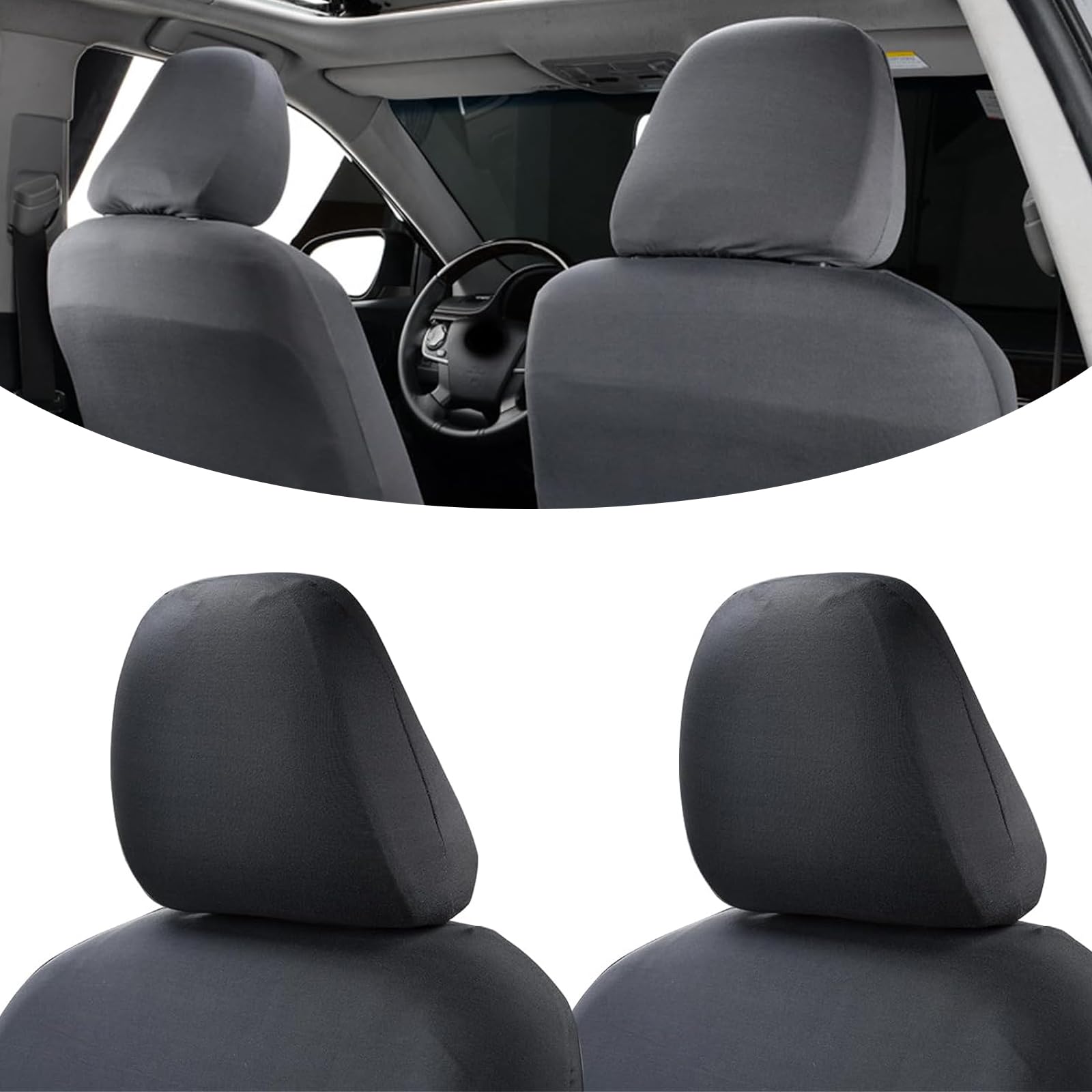2 PCS Car Headrest Covers, Car Seat Protector Kit, Headrest Dust Guards, Automobile Interior Decoration Supplies, Universal for Most Cars, SUVs and Vans (Black)