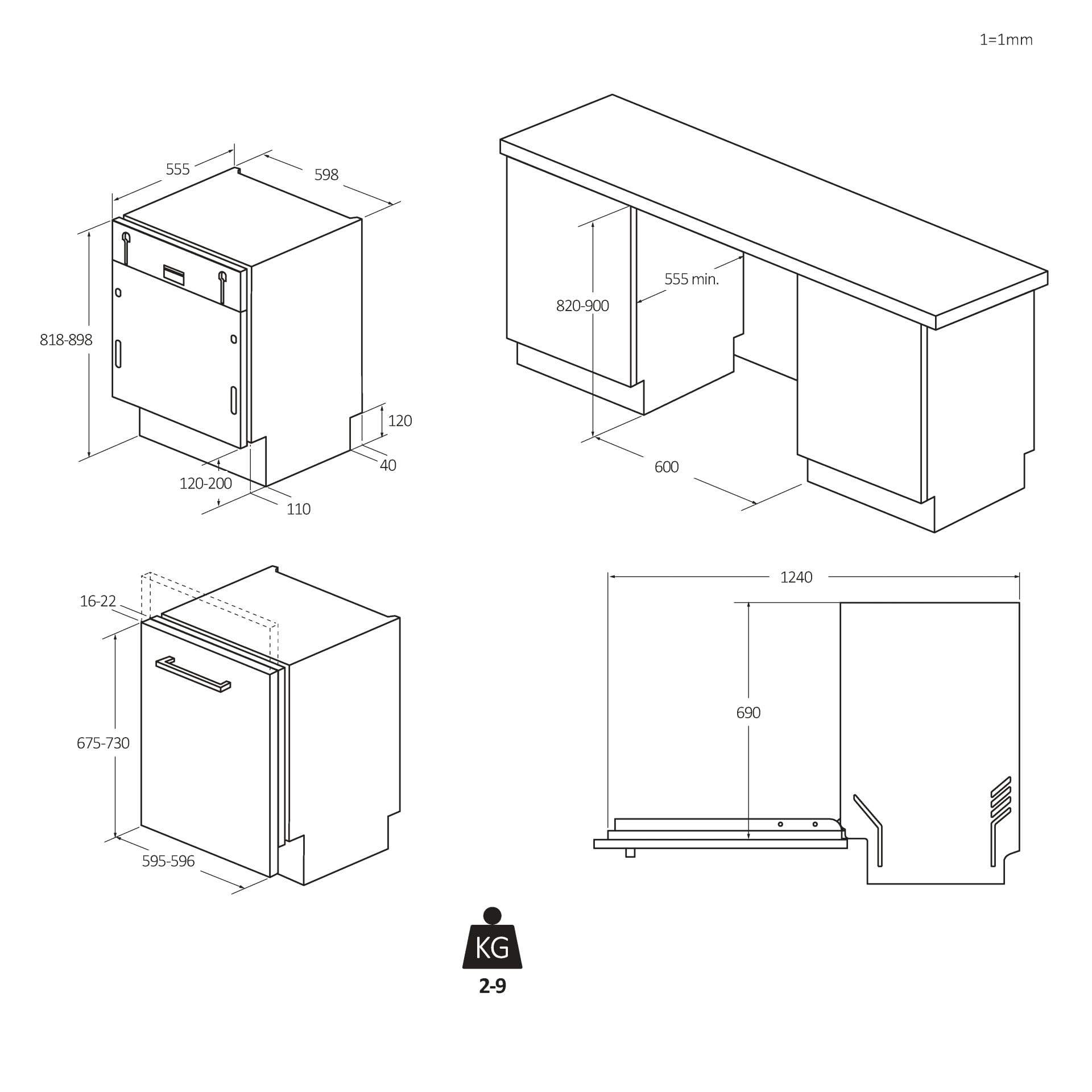 CI4B4F1A - Lavastoviglie da Incasso 14 coperti, a Scomparsa Totale, WiFi, Classe energetica B