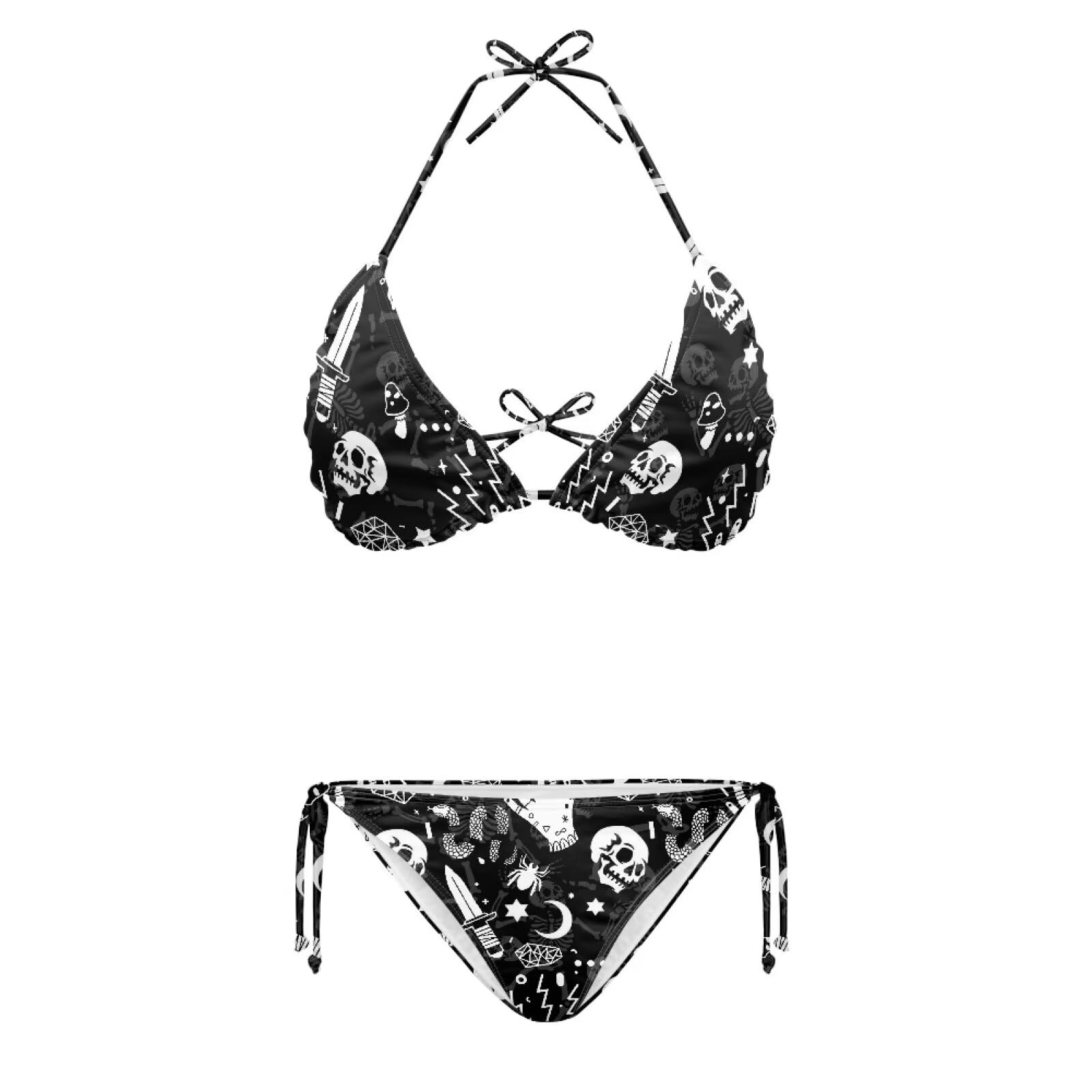 TomeuseyWomens Triangle Bikini Sets High Cut Tie Side Two Piece Bathing Suits String Halter Bikini Swimsuits for Women