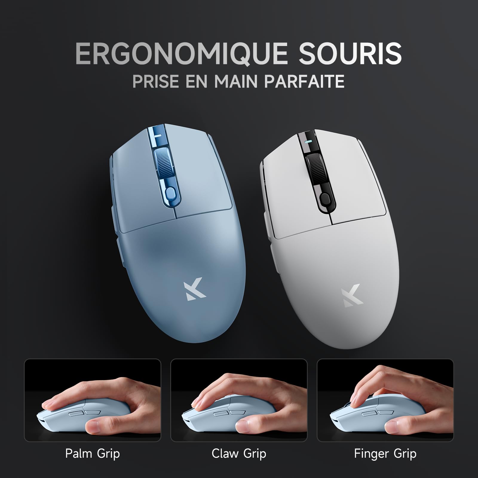 MCHOSE G3 Ultra Leggero Gamer Mouse 64 g, 26 000 DPI, 8000 Hz Polling Rate, 650 IPS, 8 Pulsanti Programmabili, Mouse da Gioco Wireless/Cablato/BT 5.0/2.4Ghz, Batteria 170 h, PC e Mac - Blu
