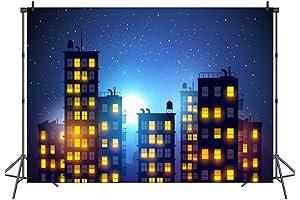 RUINI Super Hero City Backdrop Starry Sky Super Hero City Decor Banner