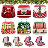 Koxtyzo 6 Stück Mini Weihnachten Keksdose, Weihnachts Süßigkeitenbox in Handtaschenform, Weihnachten Blechdose, Weihnachtskeksdosen Metall für Kekse, Süßigkeiten, Plätzchendose Geschenkdosen