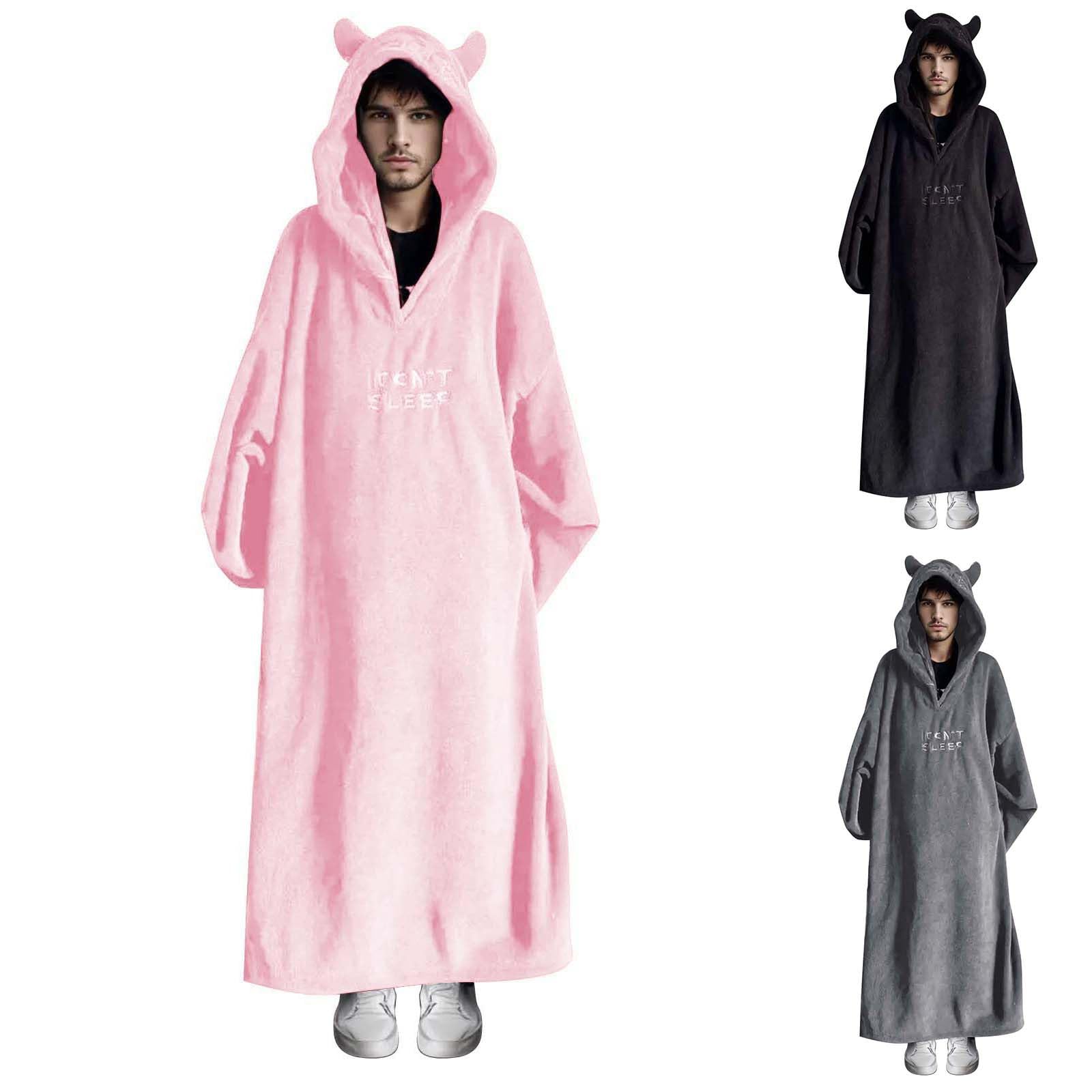 Generisch Poncho da bagno da uomo, coperta con cappuccio, accappatoio per adulti, unisex, caldo poncho da spiaggia con cappuccio, asciugamano da donna, in microfibra, per surf, nuoto in estate