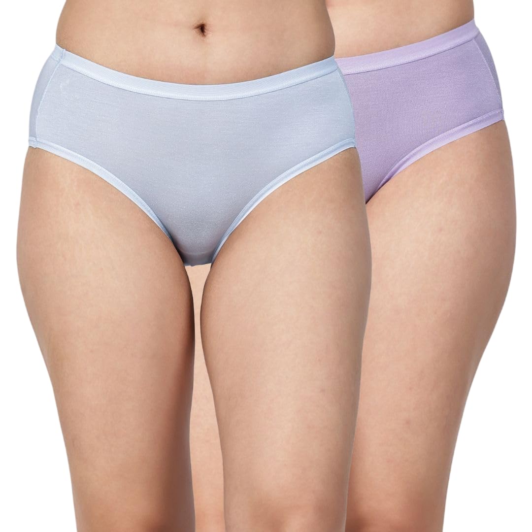 thread sutra Women's Micro Modal Hipster Panty | Sky Blue & Lavender Color | Size Small | Pack of 2 | Ultra Soft Seamless Mid Waist Full Coverage Stretch Breathable Everyday Underwear-picture-11