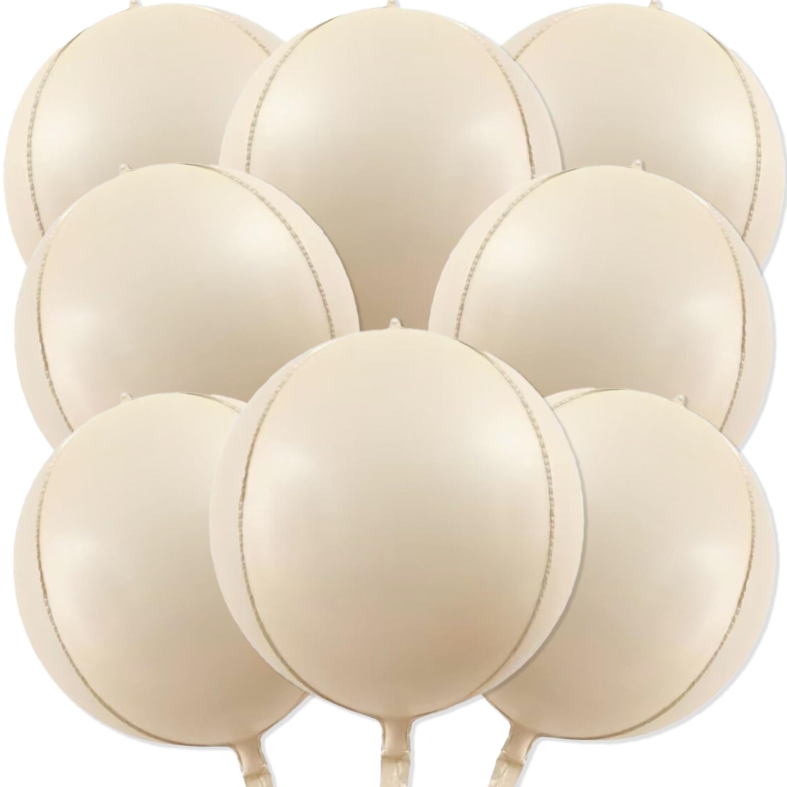 8 Pcs White Sand Balloons, 22 Inch Large 4D Round Chrome Foil Mylar Big Balloon for Birthday Party Decorations Bachelorette Baby Shower Engagement