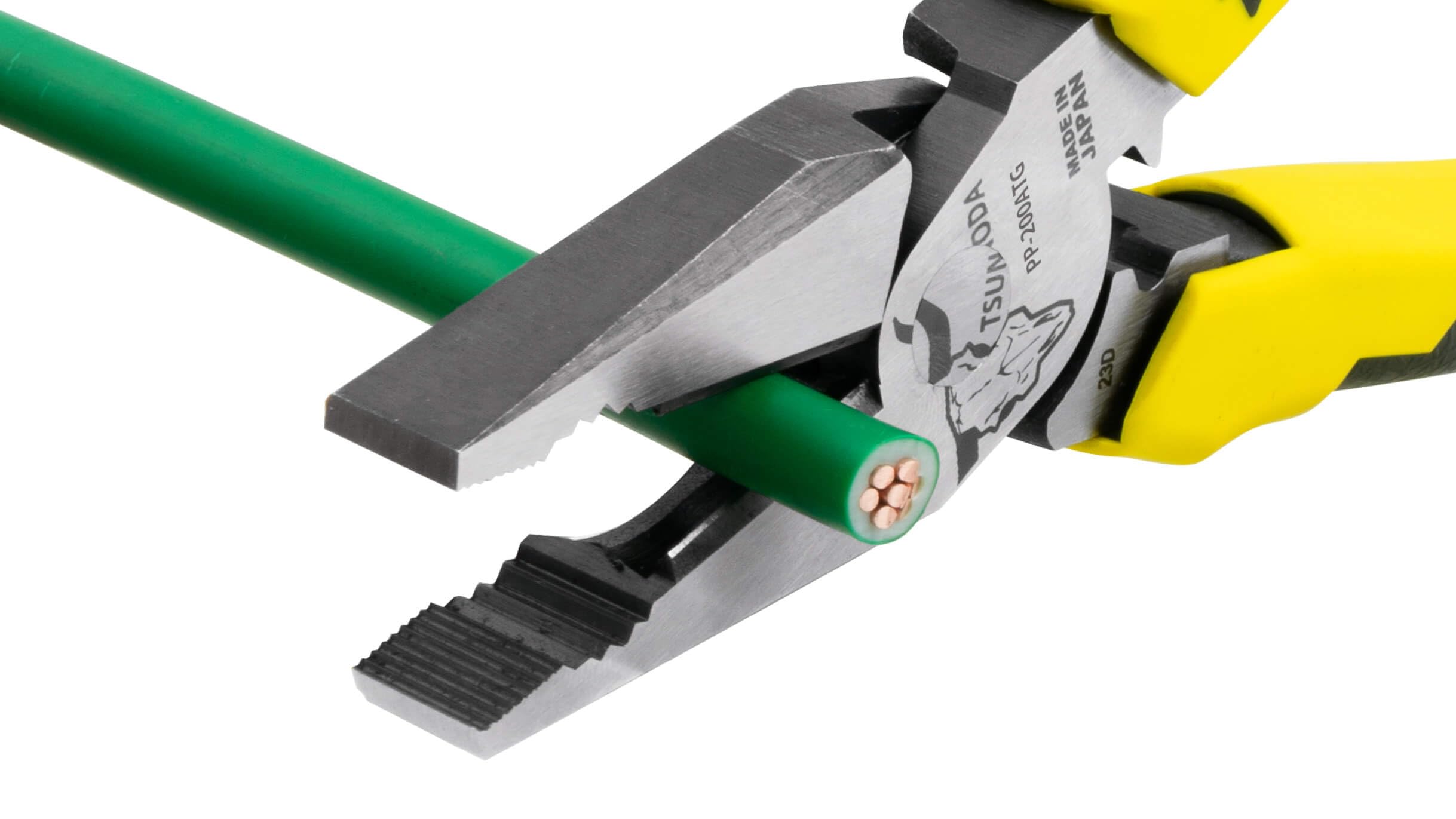 Tsunoda PP-200ATG - Alicates de energía eléctrica, 7.9 pulgadas, 331 g, acero inoxidable, ancho de corte 0.4 cm, con función de crimpado
