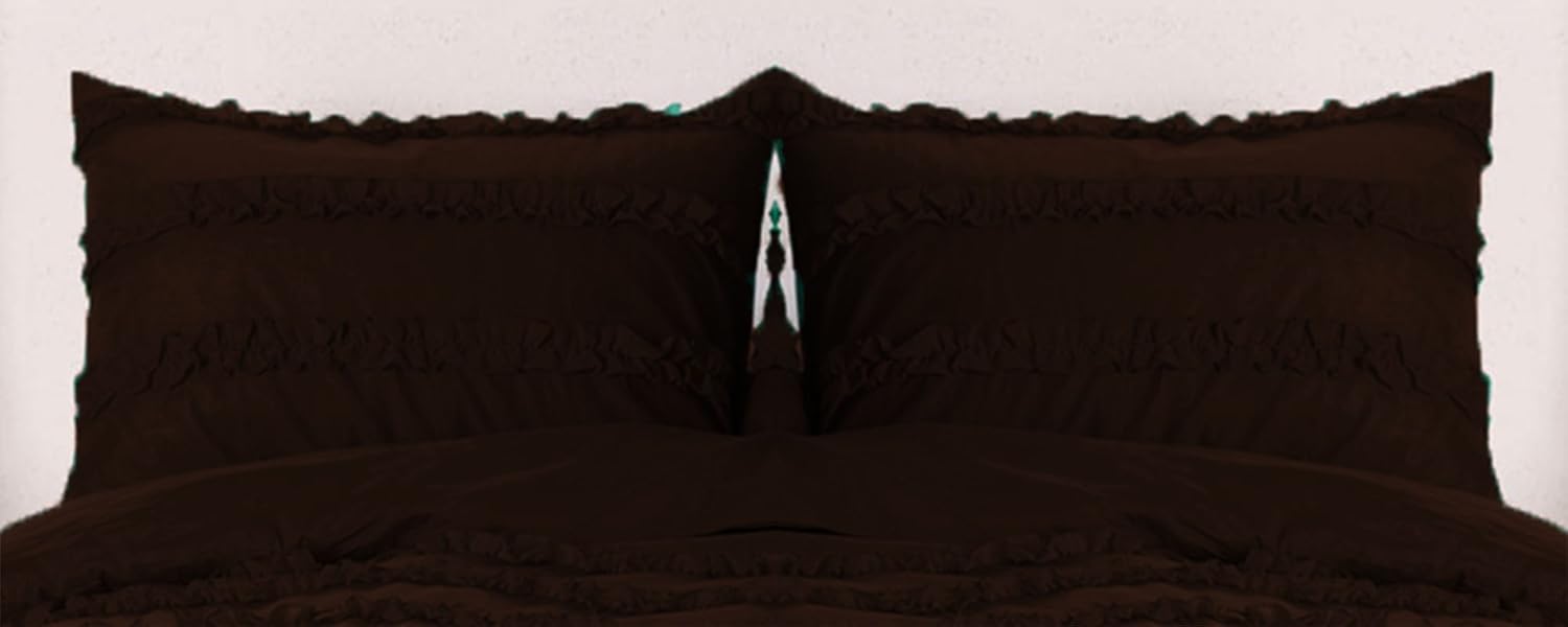 Ultra Soft Solid Horizontal Ruffle Pillow Shams Pair 100% Egyptian Cotton 600 Thread Count (2 Piece Set) Standard Aqua