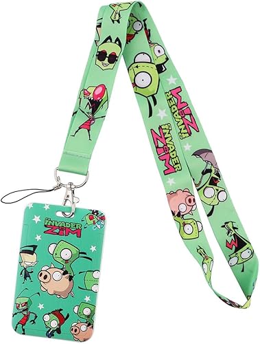 Invade Zim - Llavero con cordón para tarjetas de identificación, cordón para tarjetas de identificación, funda para teléfono celular (con tarjeta)