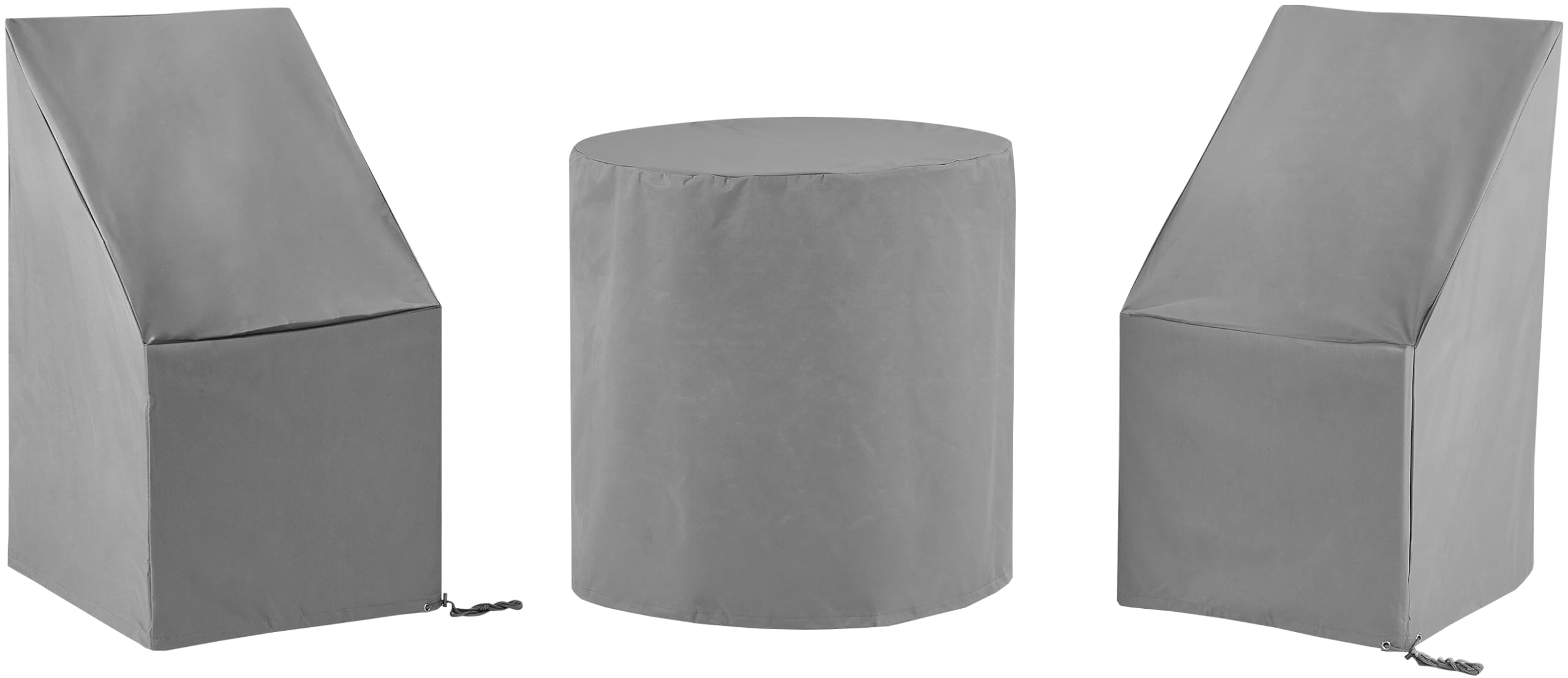 Crosley Furniture MO75018-GY Heavy Gauge Reinforced Vinyl 3-Piece Set Outdoor Furniture Cover Set (2 Dining Side Chairs, Bistro Table), Gray