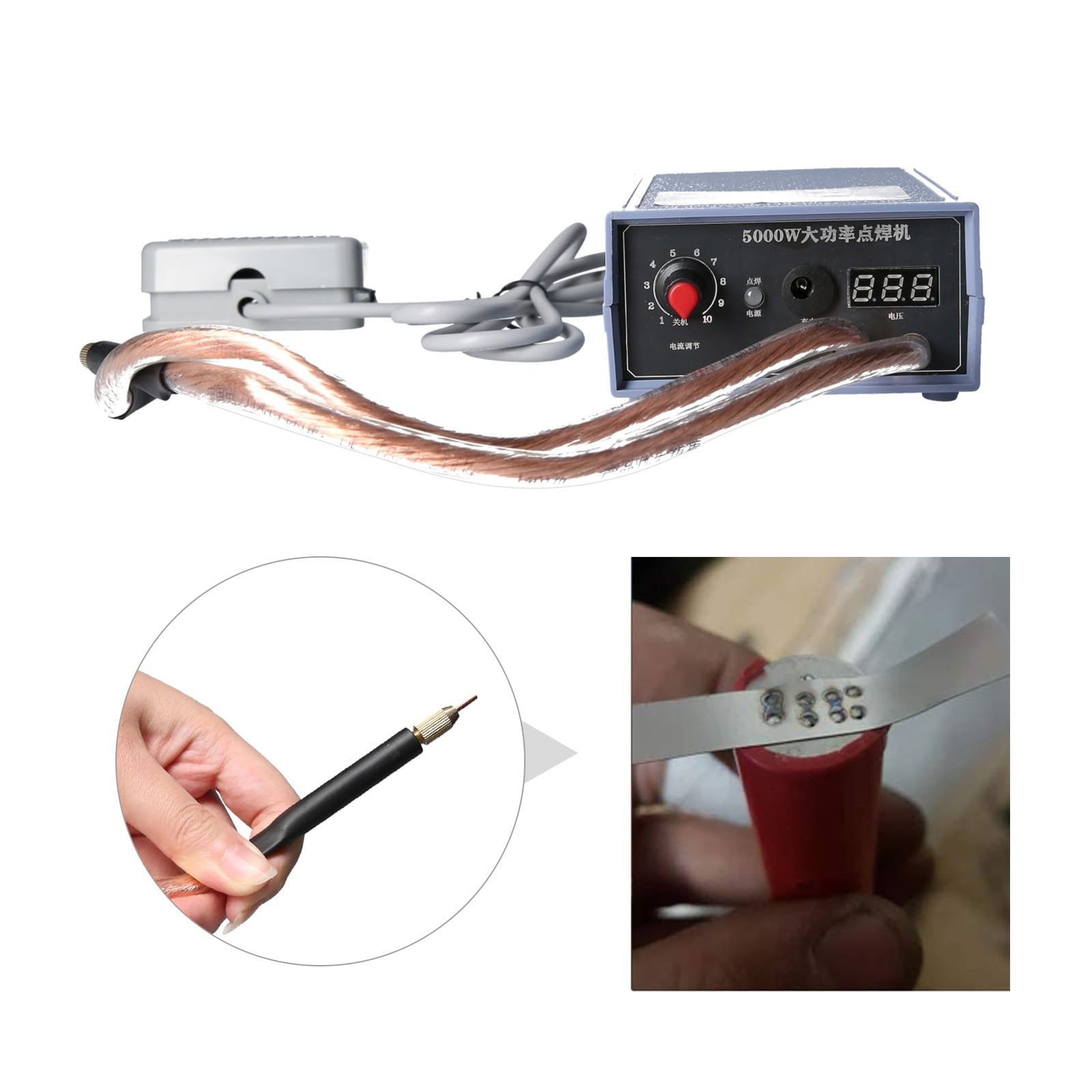 Poste à souder, Soudeuse par points haute puissance 5000 W, kit de bricolage portable 18650 réglable 800 A