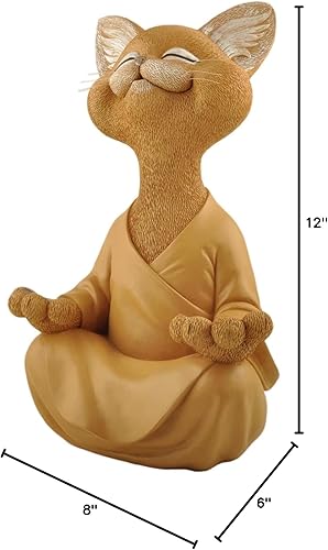 Miniatura 8 de Estatua de jardín de meditación de Buda Namaste de 12 pulgadas, colección Happy Cat, regalos para amantes de los gatos para mujeres, regalos de yoga