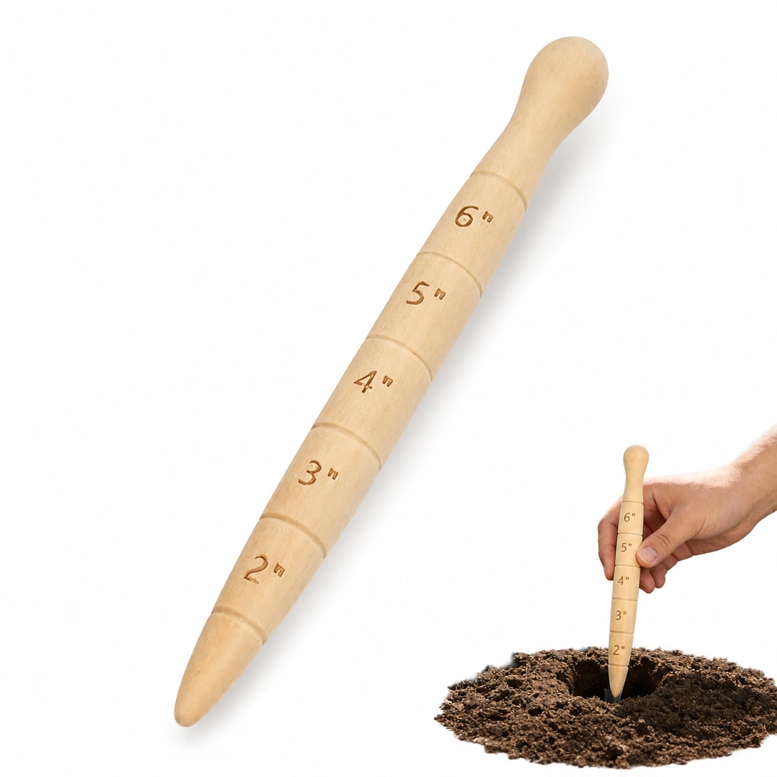 ZenithQuest Wooden Plant Dibber, 2-20cm Depth Marks, 20cm