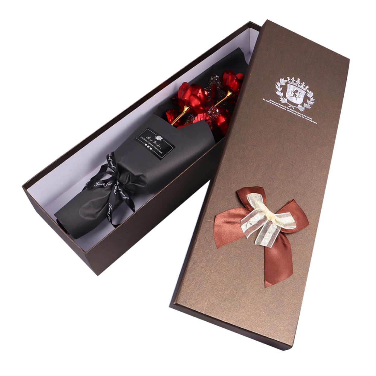 Rosenstrauß aus Goldfolie 3 Stück Rote Künstliche Rosen in Geschenkbox Dekorative 24k Goldfolie Rose als Geschenk für Ehefrau und Freundin zum Valentinstag oder Geburtstag