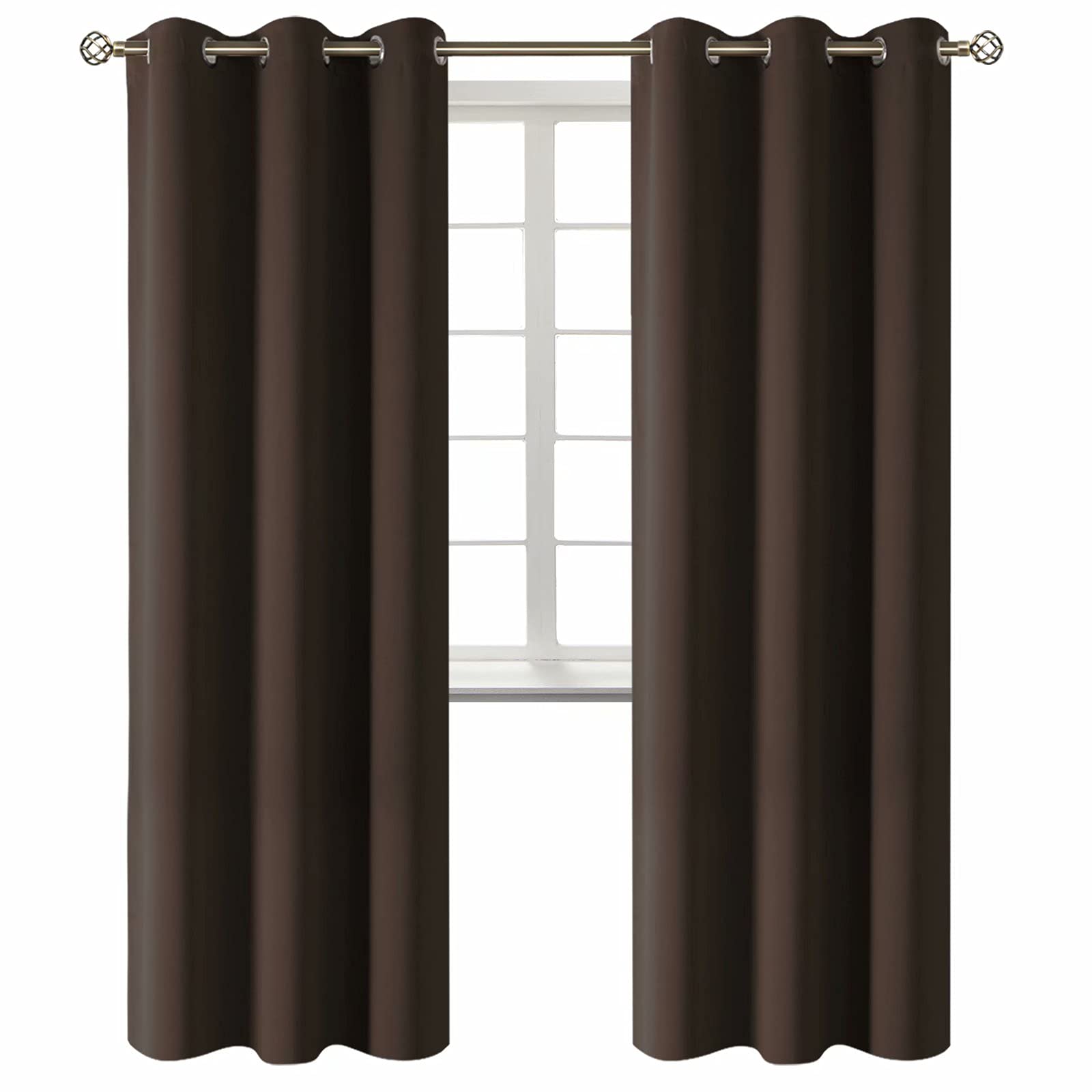 BGment Brown Blackout Curtains for Living Room 84 Inch Long - 2 Panels