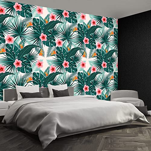 Papier peint pour masquer les défauts du mur 152x104cm feuilles et fleurs
