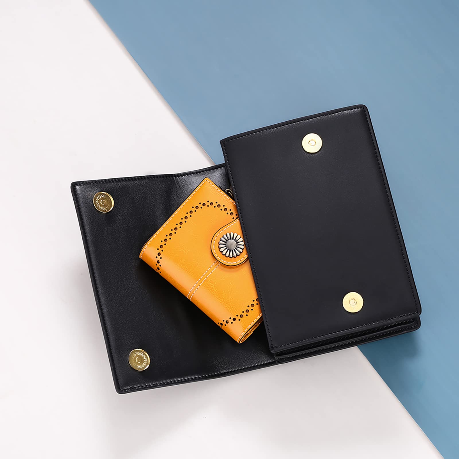 SENDEFN Portefeuille Femme Cuir Porte Monnaie Femmes Porte-Cartes Portefeuille Zippé Femmes avec 16 Emplacements pour Cartes Anti RFID Portefeuilles