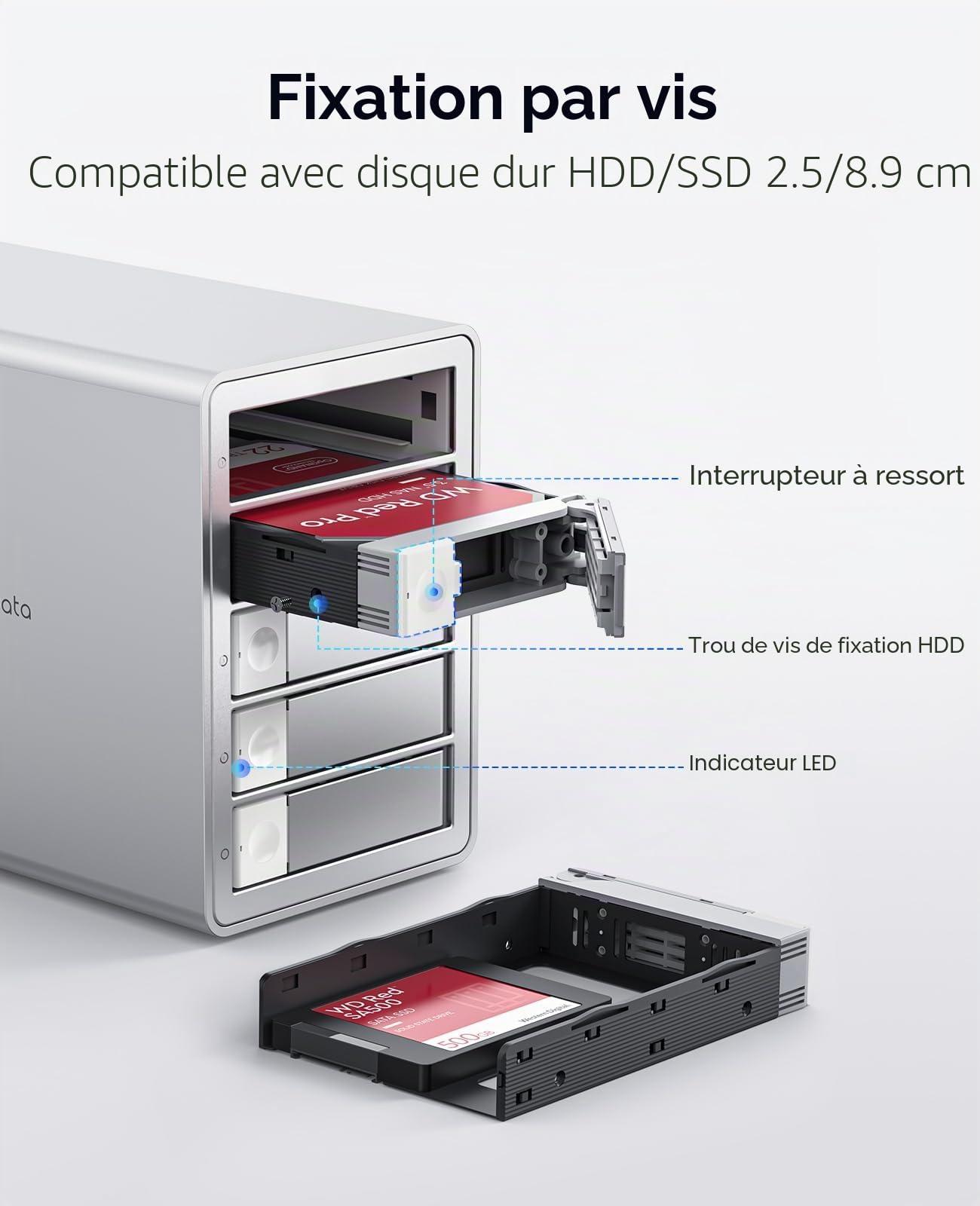 ORICO Boîtier Raid 5 pour Disques Durs/SSD 2,5/3,5 Pouces Jusqu'à 5 x 22 to, Station USB 3.0 Type B, Raid 0/1/3/5/10/PM (9958RU3)